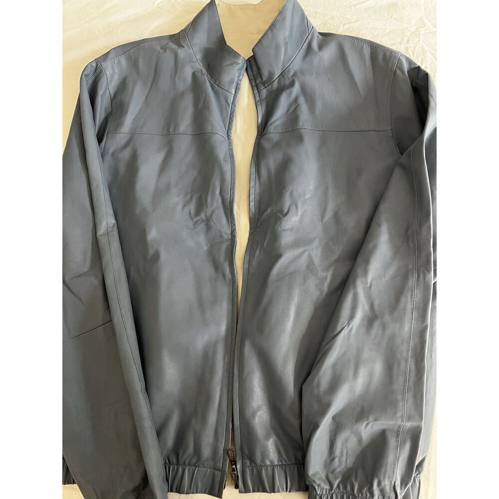 $6,950 MSRP Loro Piana Bomber Windleather Reversible Blue & Ivory Size 52 IT